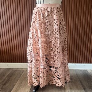 Missguided Blush Lace Maxi Skirt